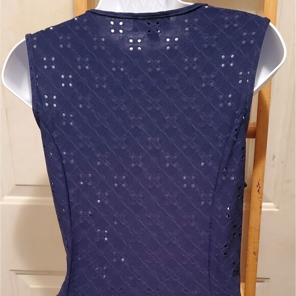 BCX Blouse Women XLarge Peplum Sleeveless Eyelet Cottagecore Whimsical Fairycore - Picture 6 of 14